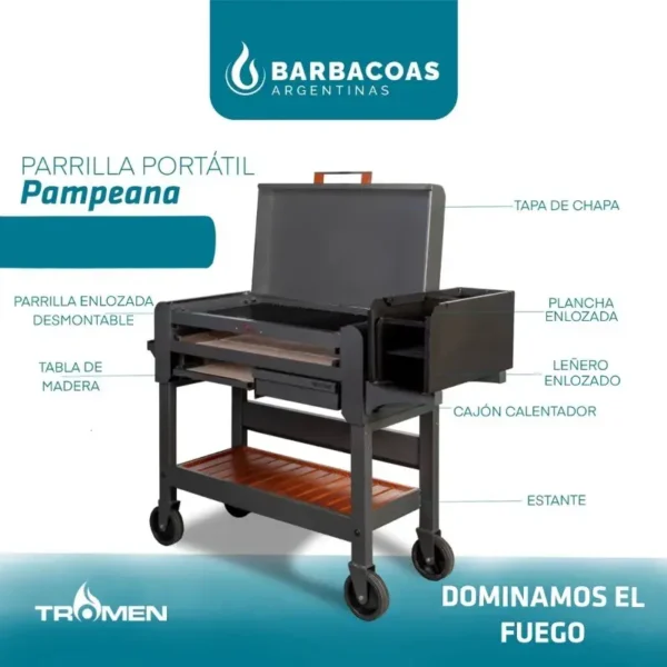 parrilla portatil tromen pampeana