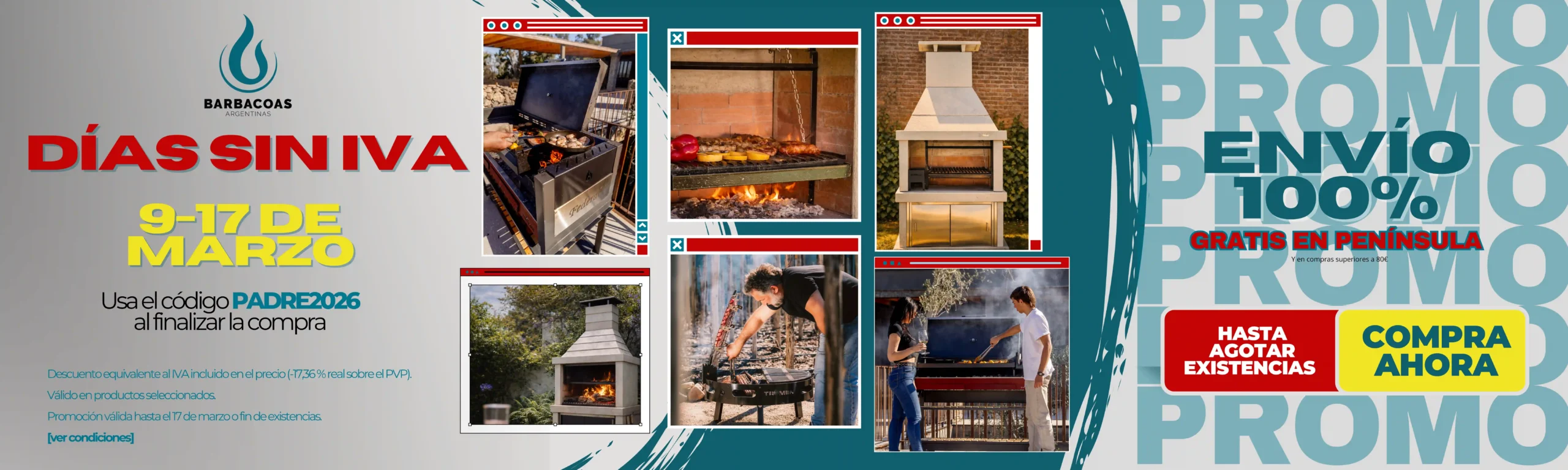 Banner Super Promo Ofertas Descuentos En Tecnología Moderno Amarillo Y Azul asadores kamado argentino comprar en barbacoas ragentinas